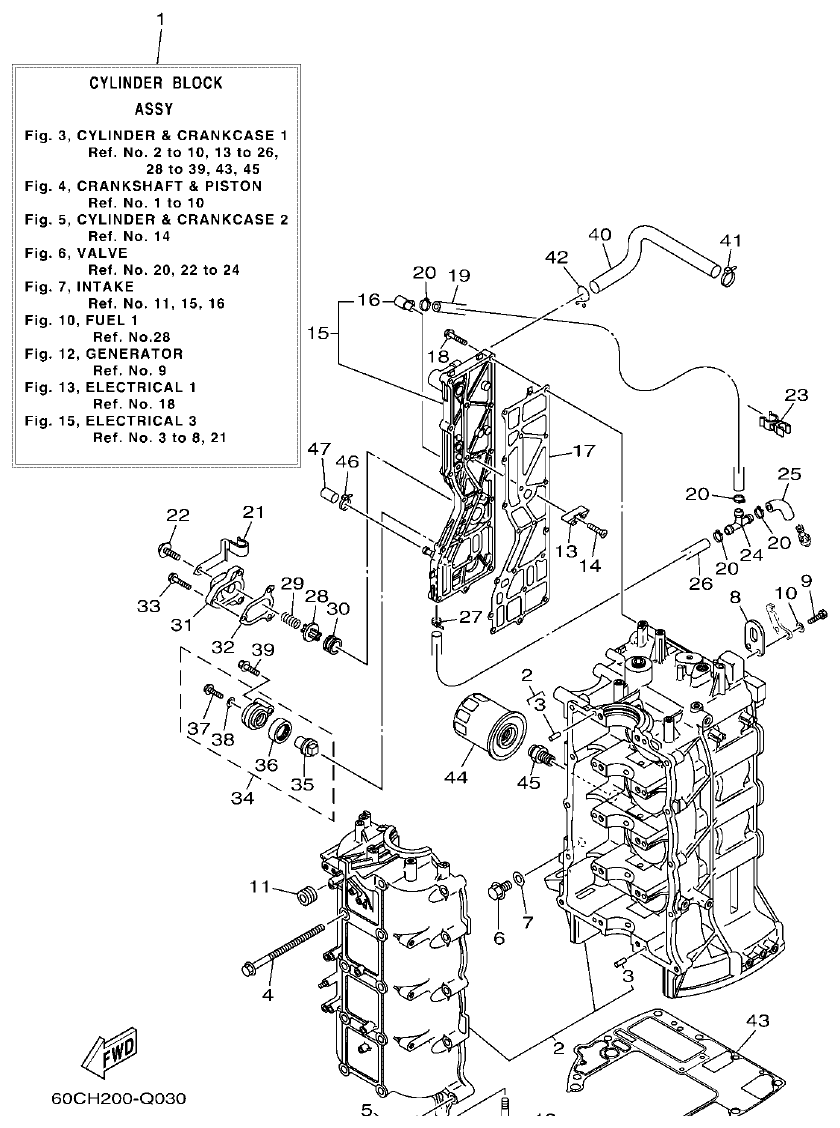 Yamaha F100BET CYLINDER & CRANKCASE 1 parts diagram